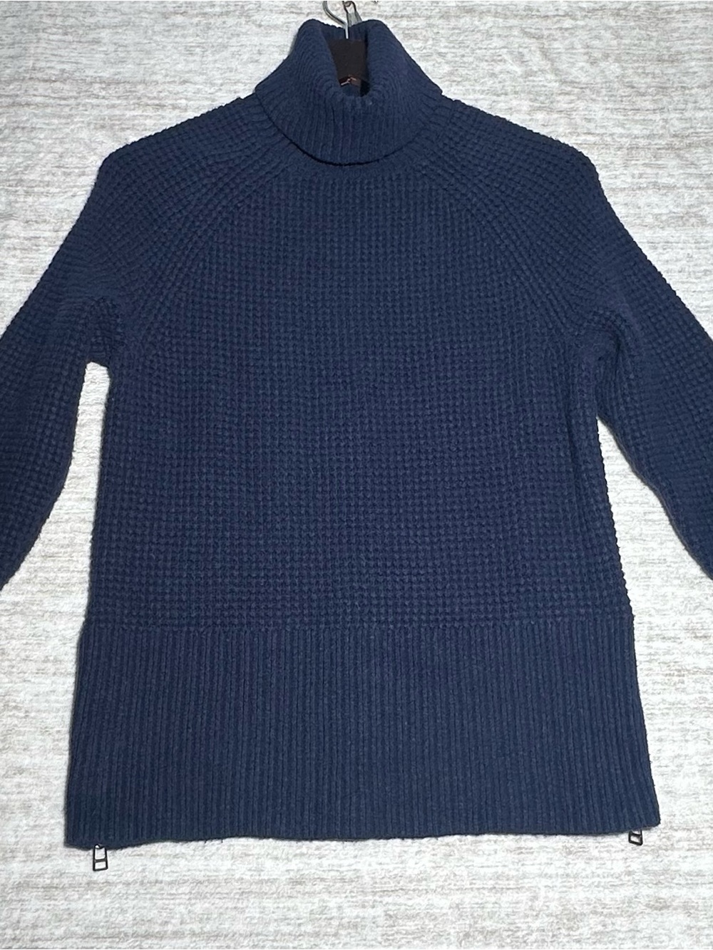 L.L. Bean Navy Women's Waffle-Knit Turtleneck Sweater